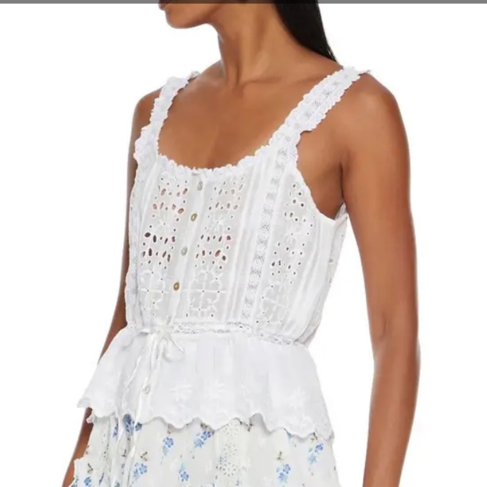 LoveShackFancy Luanne peplum white top